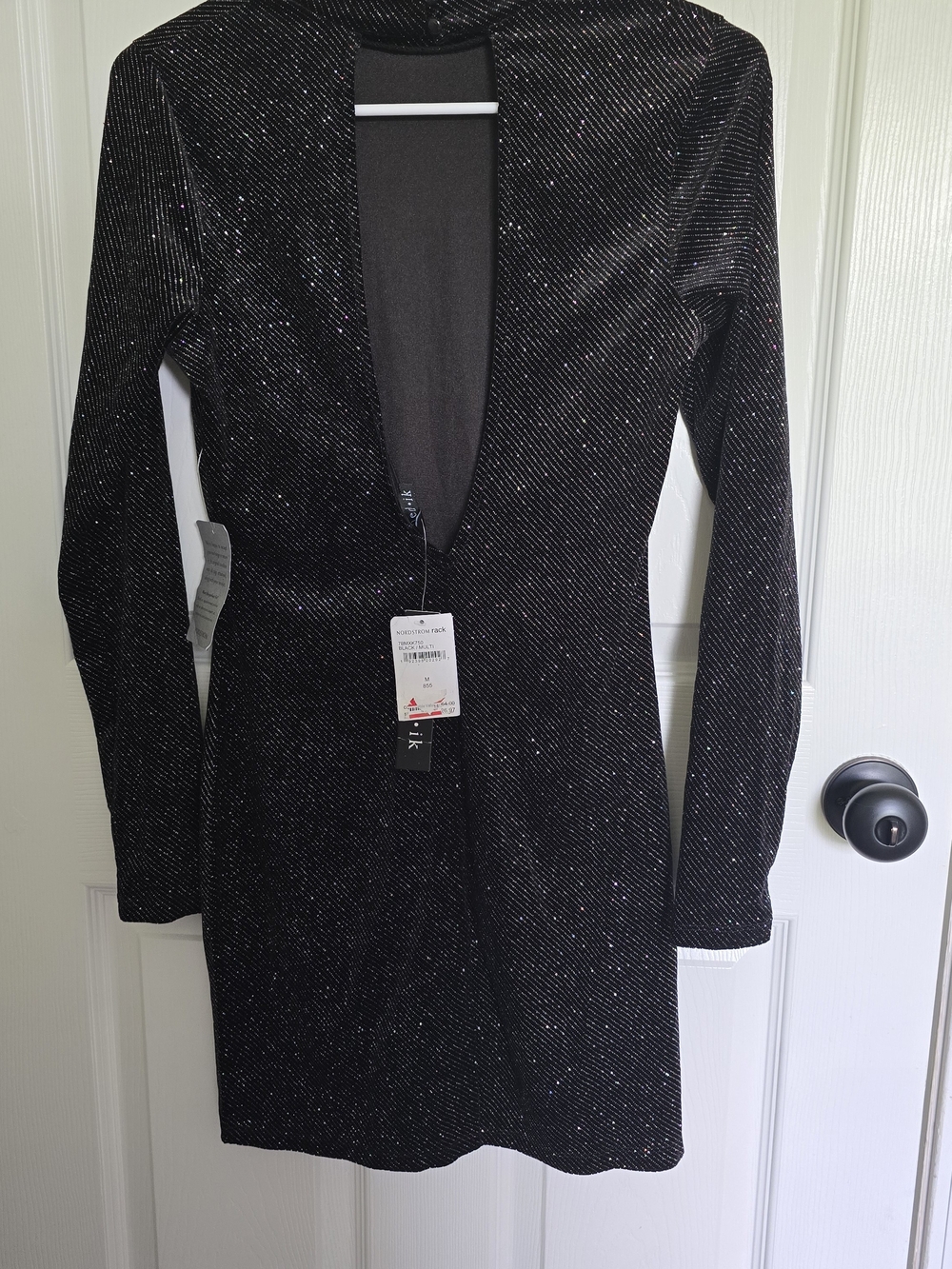 Women's Long Sleeve Black Shimmer Mini Dress Homecoming Nordstrom Kenedik Medium